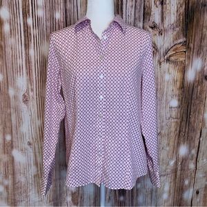 TALBOTS womens wrinkle resistant pink collared button up top size 10